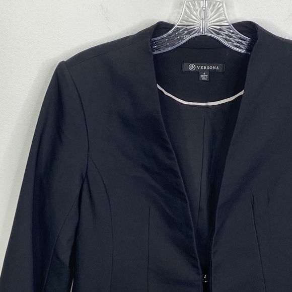 Versona Solid Black Clasp Close Career Sport Blazer Women's Size 4 - Picture 3 of 8